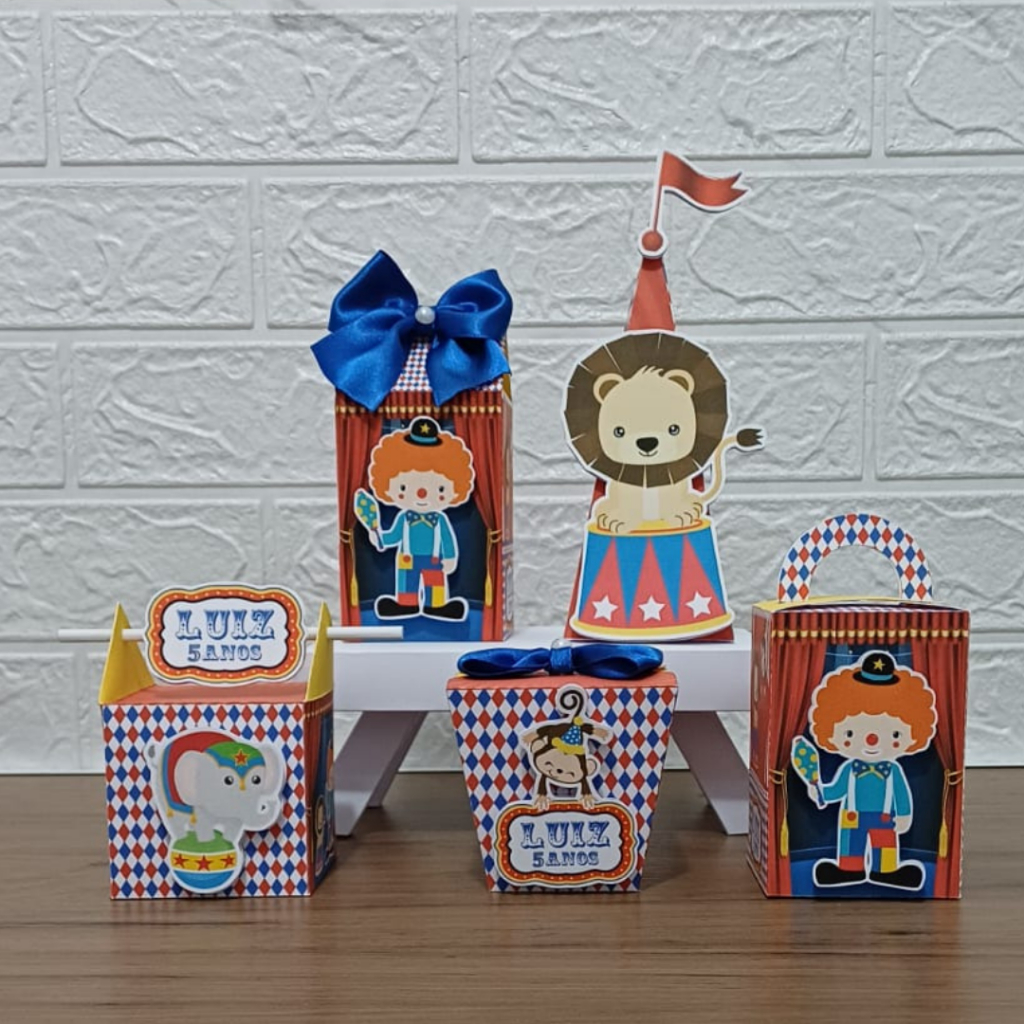 Kit Festa Personalizado Circo Lembrancinha de Festa Infantil Aniversário Caixinhas Personalizadas
