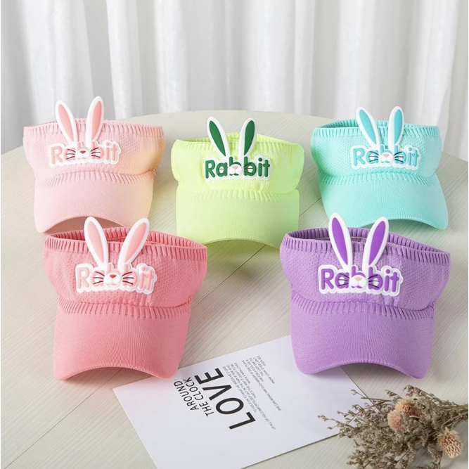 Viseira Infantil com orelhinhas Rabbit Leve e Confortável para Crianças com proteção solar