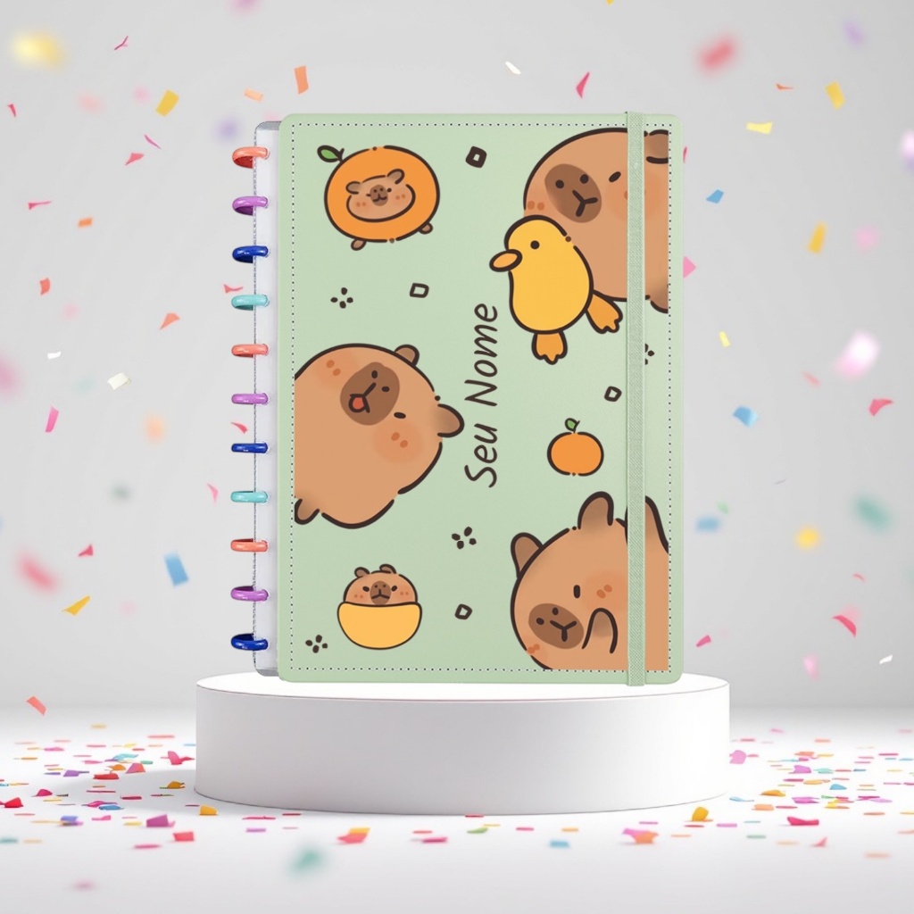 Caderno de Discos Personalizado com Nome Tamanho A4 ou A5 - com 80 Folhas Pautadas - Capivara e Amigos em Oferta na Shopee