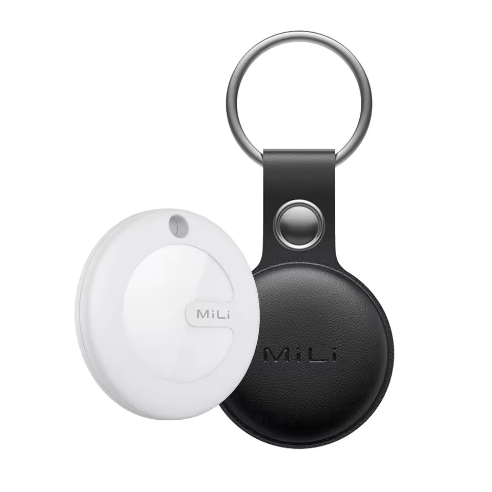 Localizador Mili Mitag Branco com Case Preto Rastreador Bluetooth Dispositivo Inteligente Android Chaves Mochila
