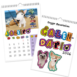 Calendário de parede 2026 a4 7 folhas cachorros e gatos doggo revolution em Oferta na Shopee