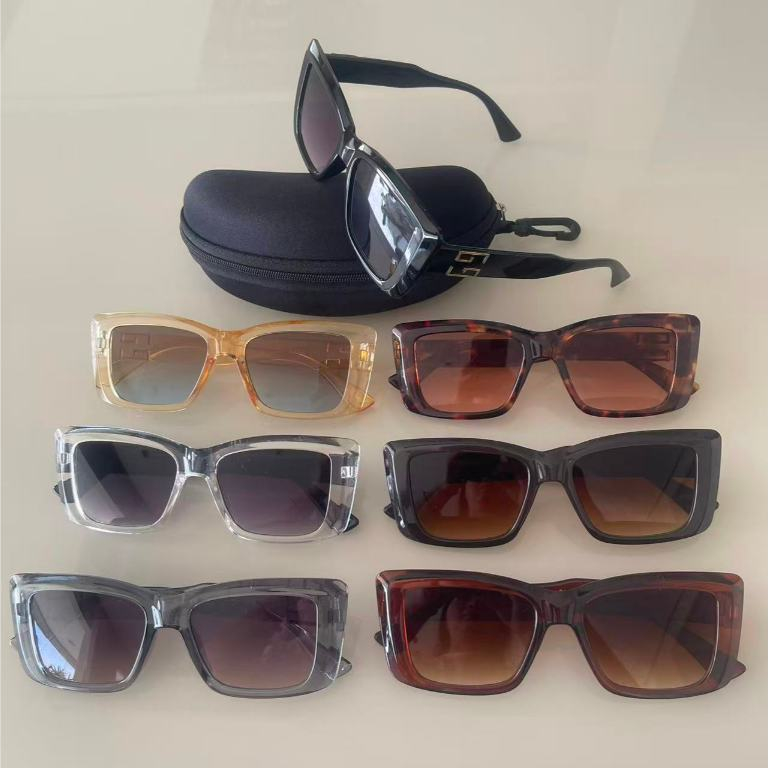 Óculos de Sol Feminino Retangular Grosso UV400 Armação Acetato Estilo Fashion em Oferta na Shopee