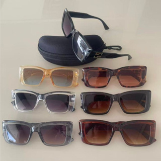 Óculos de Sol Feminino Retangular Grosso UV400 Armação Acetato Estilo Fashion em Oferta na Shopee