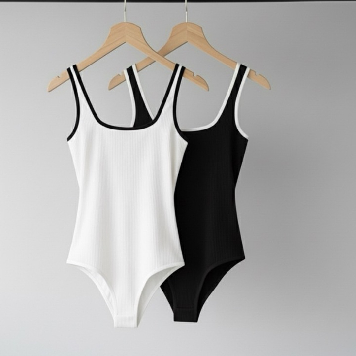 Body Regata Canelado 3D Tecido Anarruga 2 Cores em Oferta na Shopee