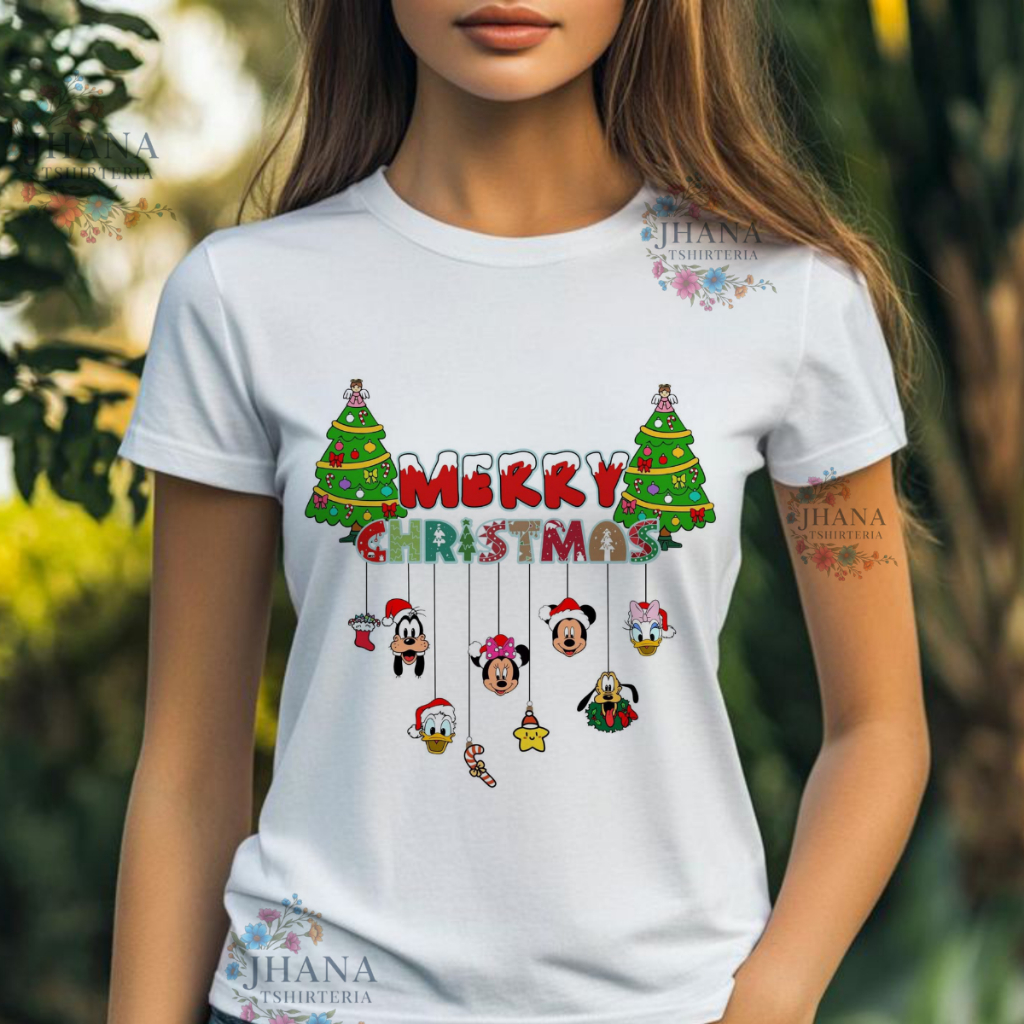 BLUSA TSHIRT, CAMISETA UNISSEX ADULTO E INFANTIL, FELIZ NATAL MERRY CHRISTMAS,DESENHO TURMA DO MICKEY, MODA plus size
