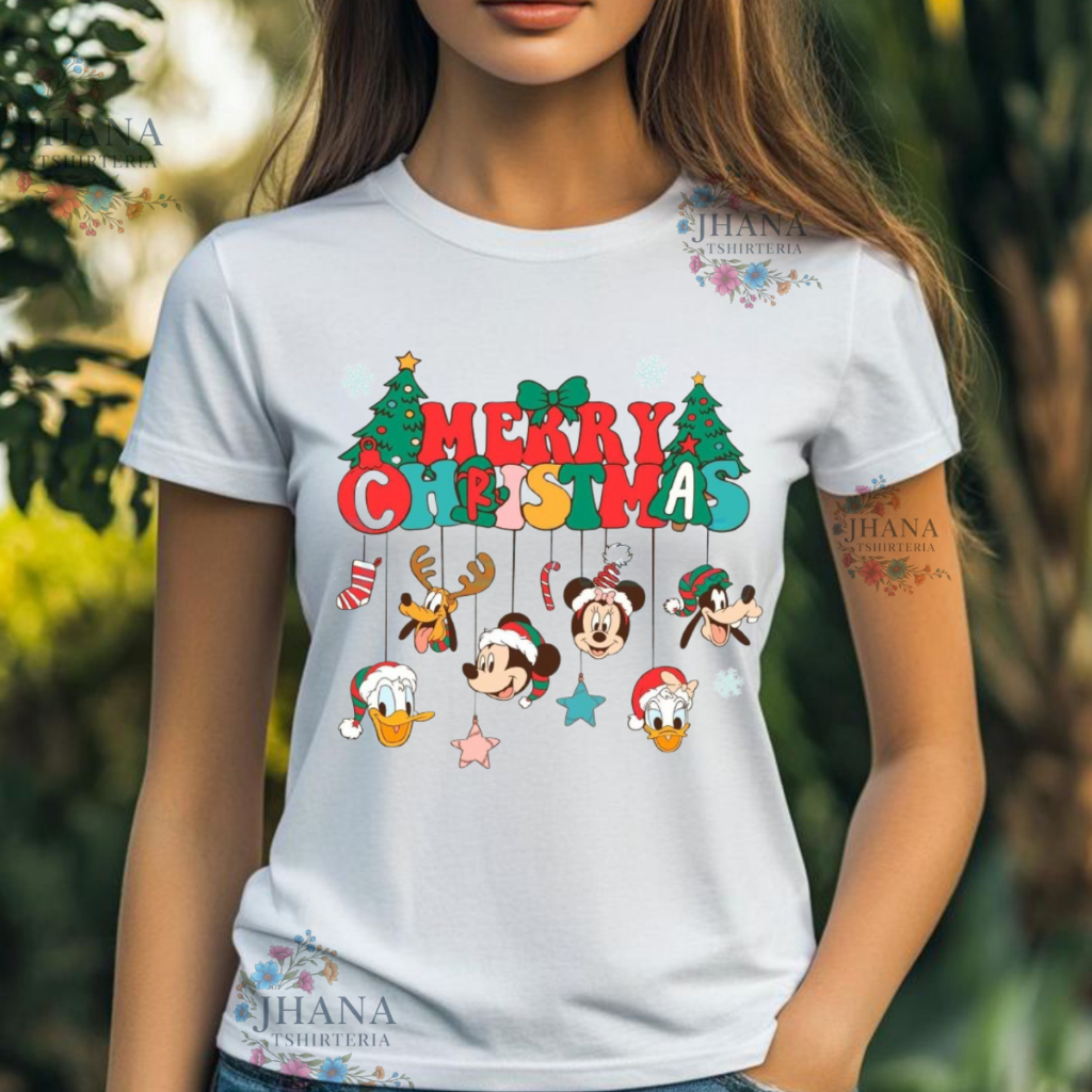 BLUSA TSHIRT, CAMISETA UNISSEX ADULTO E INFANTIL, FELIZ NATAL MERRY CHRISTMAS DESENHO MICKEY,MODA plus size