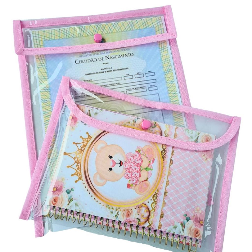 Kit Porta Certidão Pasta Documentos + Capa Plástica para Caderneta de Vacinação em Oferta na Shopee