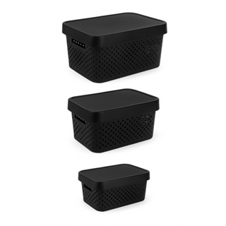 3 Caixas Organizadoras Pequena Media Grande 4,5,11,17 Lt Cor Preto em Oferta na Shopee