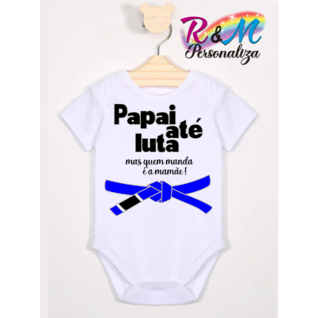Body Bory papai luta Jiu Jitsu Jiu-jítsu mesversario Bebê personalizado
