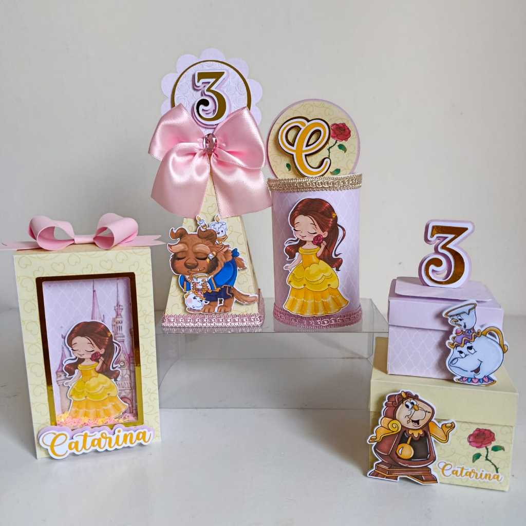 Personalizados de luxo A Bela e Fera cute | Lembrancinhas princesas luxo | Personalizados Bela cute | Caixinha Princesas