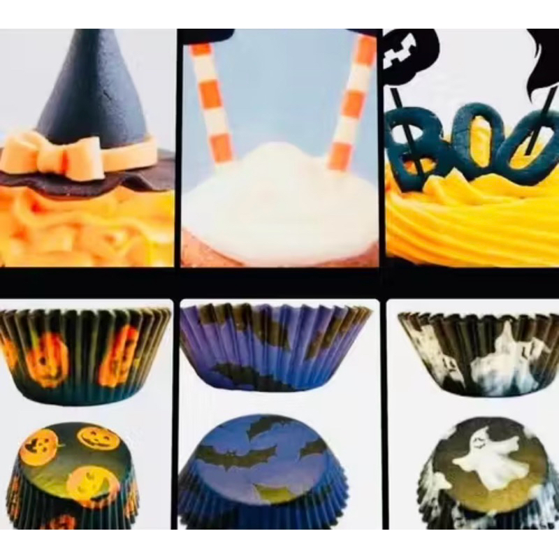 FORMINHAS CUPCAKE HALLOWEEN | MODELOS SORTIDOS | PACOTE COM 50 FORMAS | COMPOSIÇÃO: 100% PAPEL CELULOSE em Oferta na Shopee