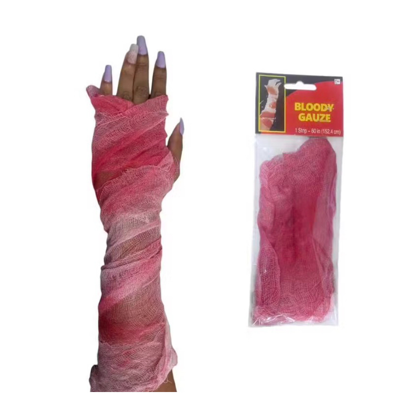 FAIXA GAZE COM SANGUE | PEGADINHA | FESTA FANTASIA | HALLOWEEN | TROLAGEM | TAMANHO: 150CM