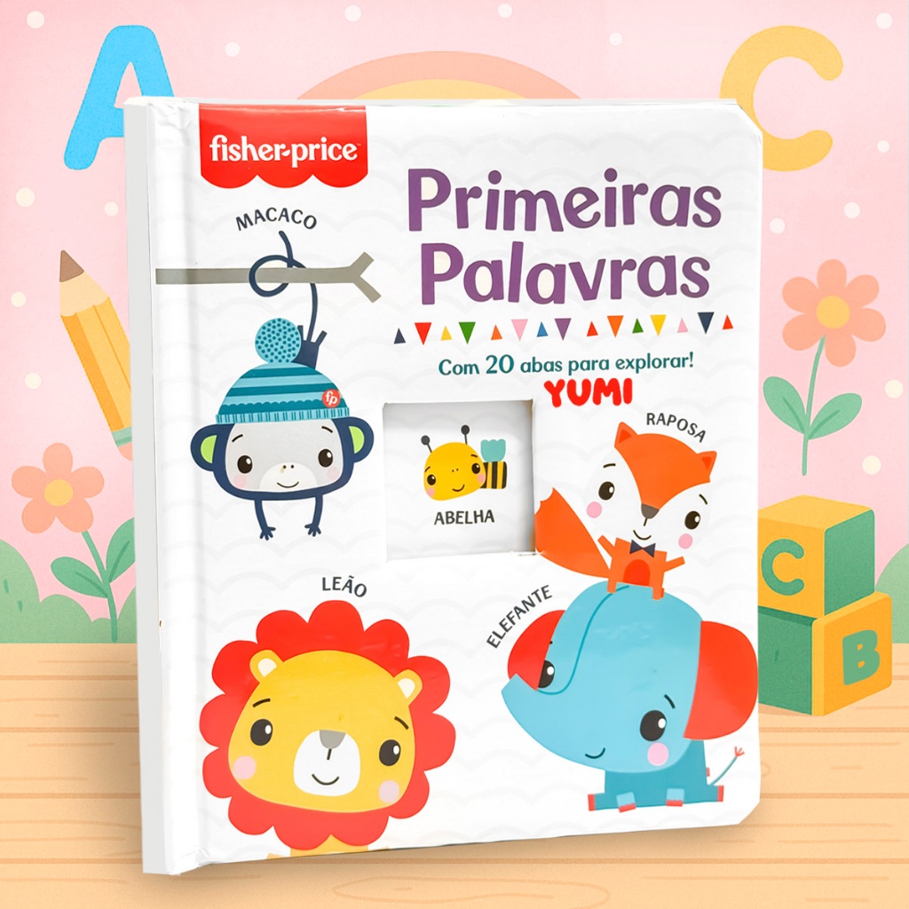 Livro Infantil Do Bebê Minhas Primeiras Palavras Fisher-price Com Abas e Capa Dura Original em Oferta na Shopee