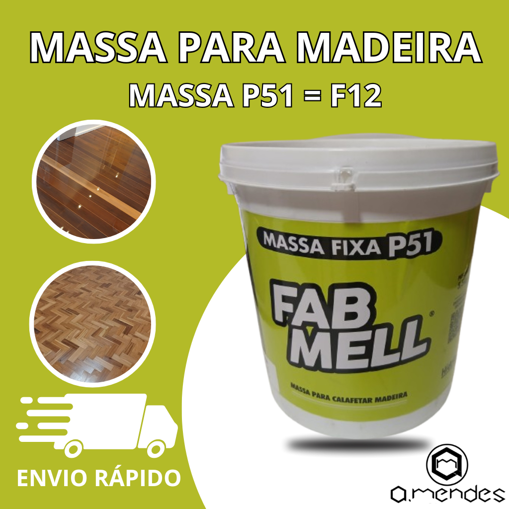 Massa P51 = F12 Multiuso | Calafetar Rejuntar Reparar | Taco Assoalho Piso De Madeira | 5,5Kg