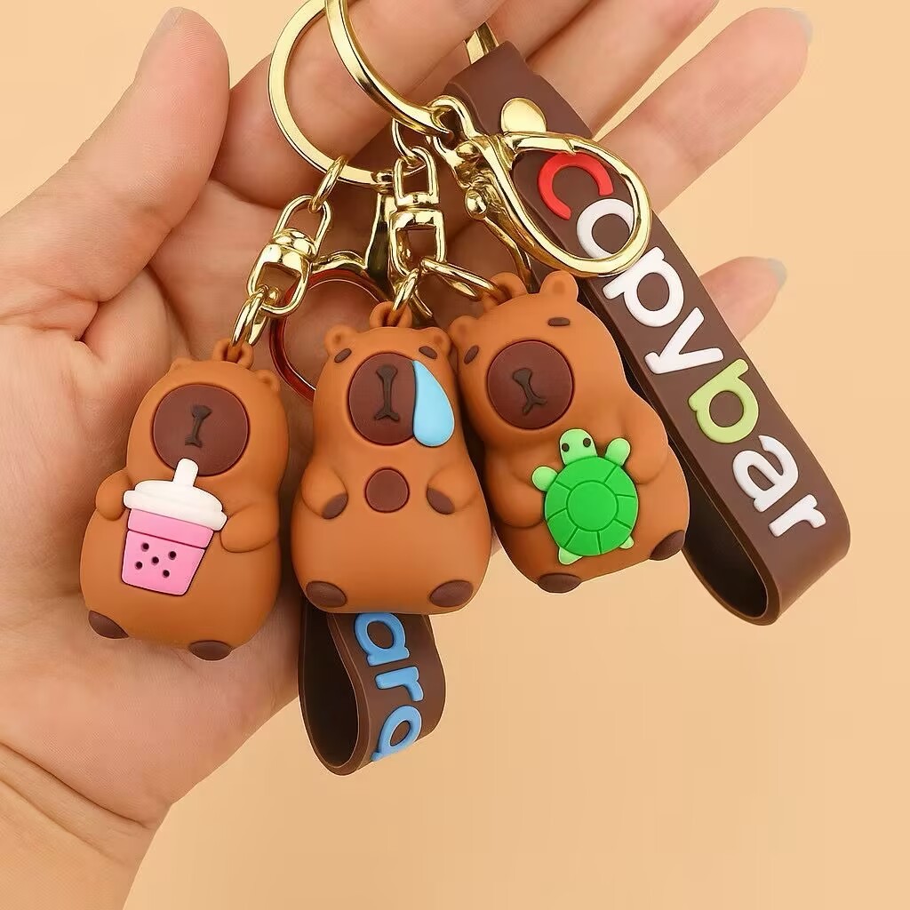 Kit 1/2/3/6 unidades Chaveiros Emborrachado Premium Capivara Capybara capivarinha fofa em Oferta na Shopee