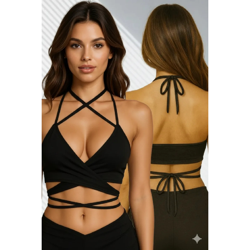 Top Trançado Com Amarração em Oferta na Shopee