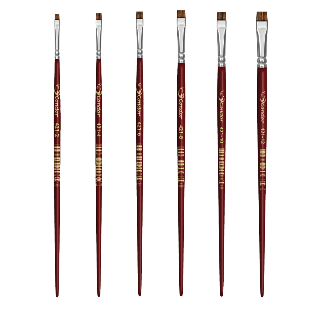 Kit 6x Pincel Condor 421 Chato Orelha De Boi Ref.: 2,4,6,8,10,12