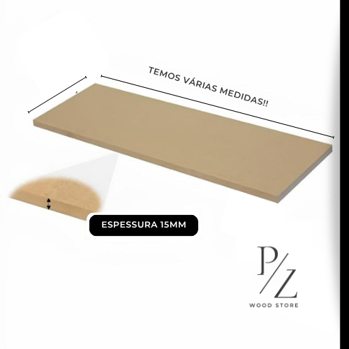 Chapa de Madeira 120x40cm - Prateleira MDF Cru 15mm–Corte Preciso, Acabamento Profissional,Decoração