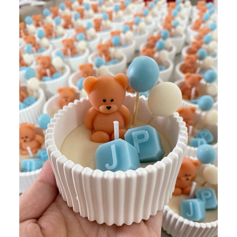 Vela Ursinho + Letra + Balão Personalizados,  Kit 10,15,20 e 30 Lembrancinha Chá Revelação e aniversario