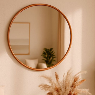 Espelho Adnet Moldura Couro Grande Redondo 60cm 50cm 40cm 30cm 25cm Sala Quarto Banheiro + Suporte em Oferta na Shopee