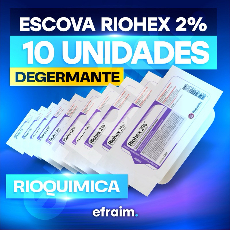 Kit c/ 10 Escova Assepsia Riohex 2% Clorexidina Degermante