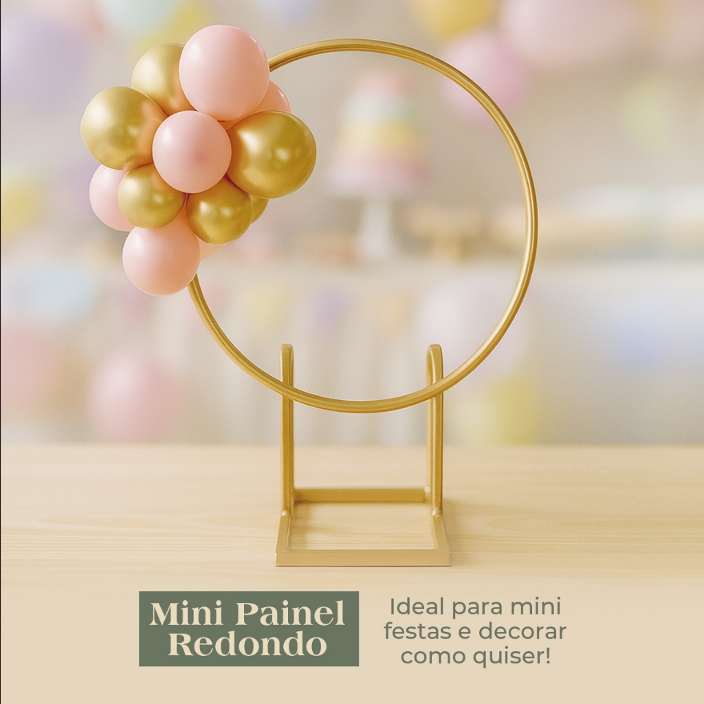 Mini Painel Arco Redondo De Mesa 50cm Para Sublimados e Balões Decoração Mini Festa Mini Table