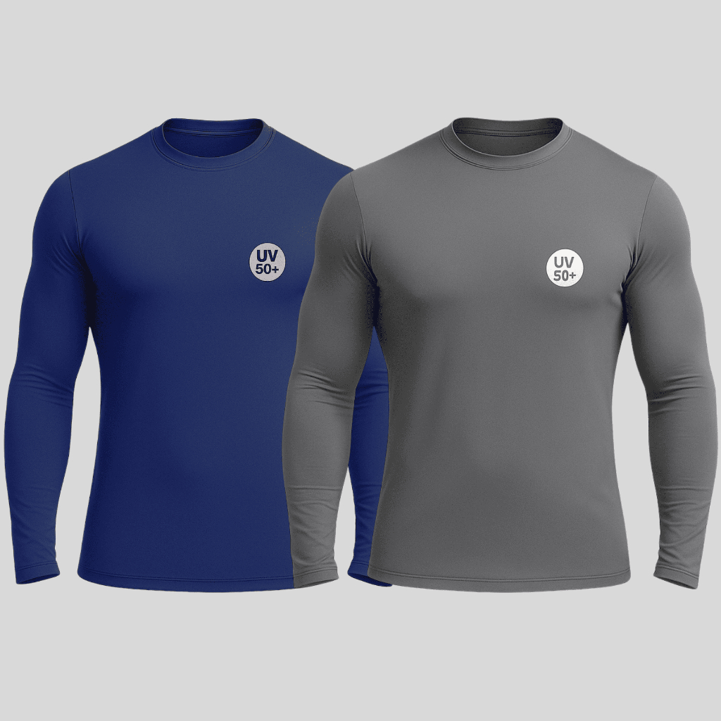 Kit 2 Camisas Térmicas Masculinas Proteção UV50+ Camiseta Masculina Premium Manga Longa Praia Treino