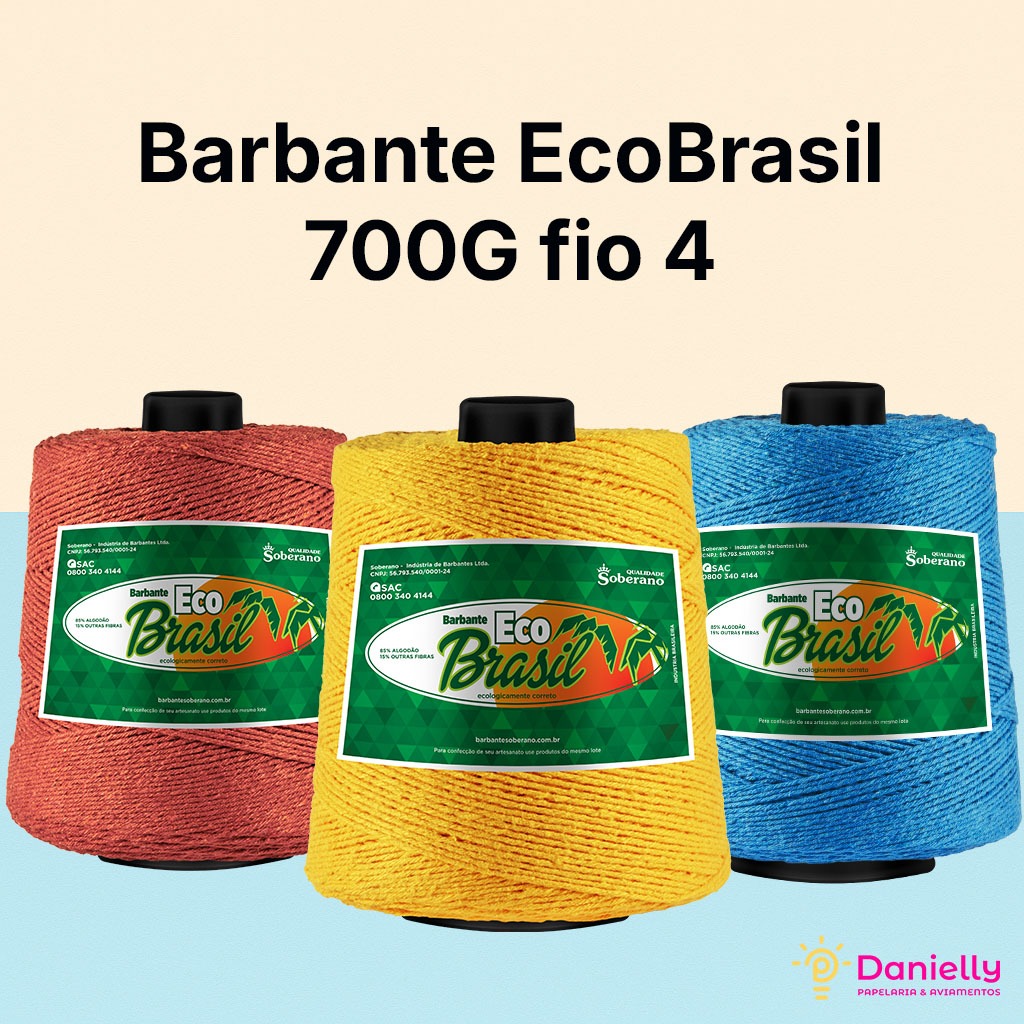 Barbante Eco Brasil Nº4 700g – Fio Colorido para Artesanato,Tapetes, Crochê em Oferta na Shopee