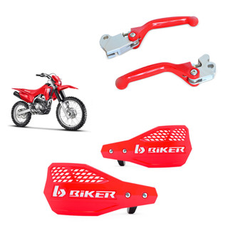 Par Manete Retratil GP-6 Biker + Protetor de Mão A1R Crf 230 Crf 250 Crf 300 Trilha