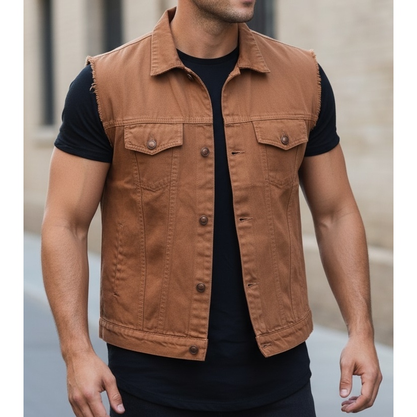 Colete Jeans Masculino Marrom + Cores