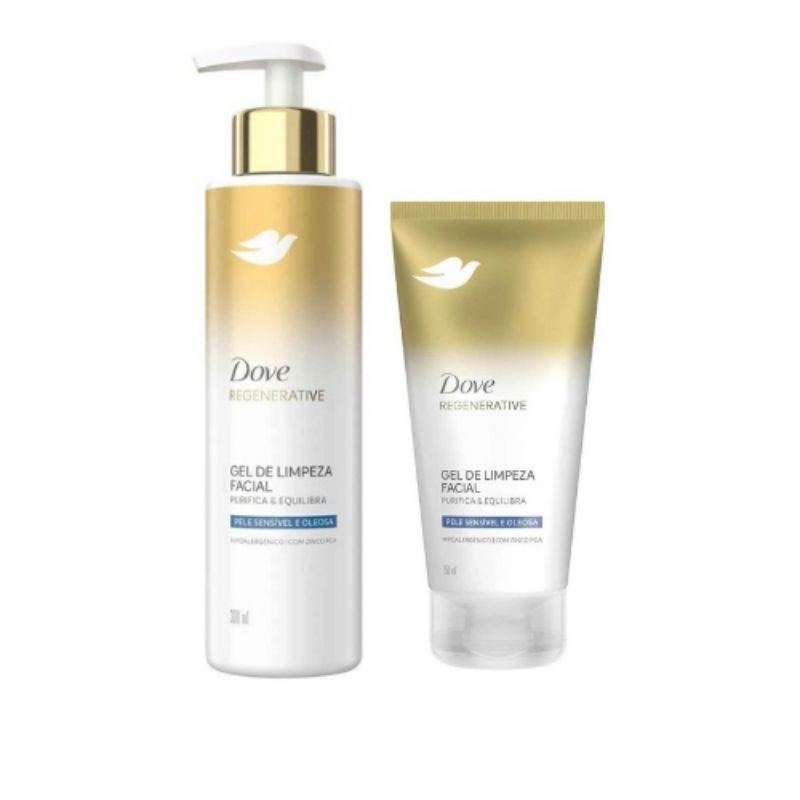 Gel de Limpeza Facial Dove Regenerative Purifica & Equilibra - Para Pele Sensível e Oleosa - 150ml ou 300ml