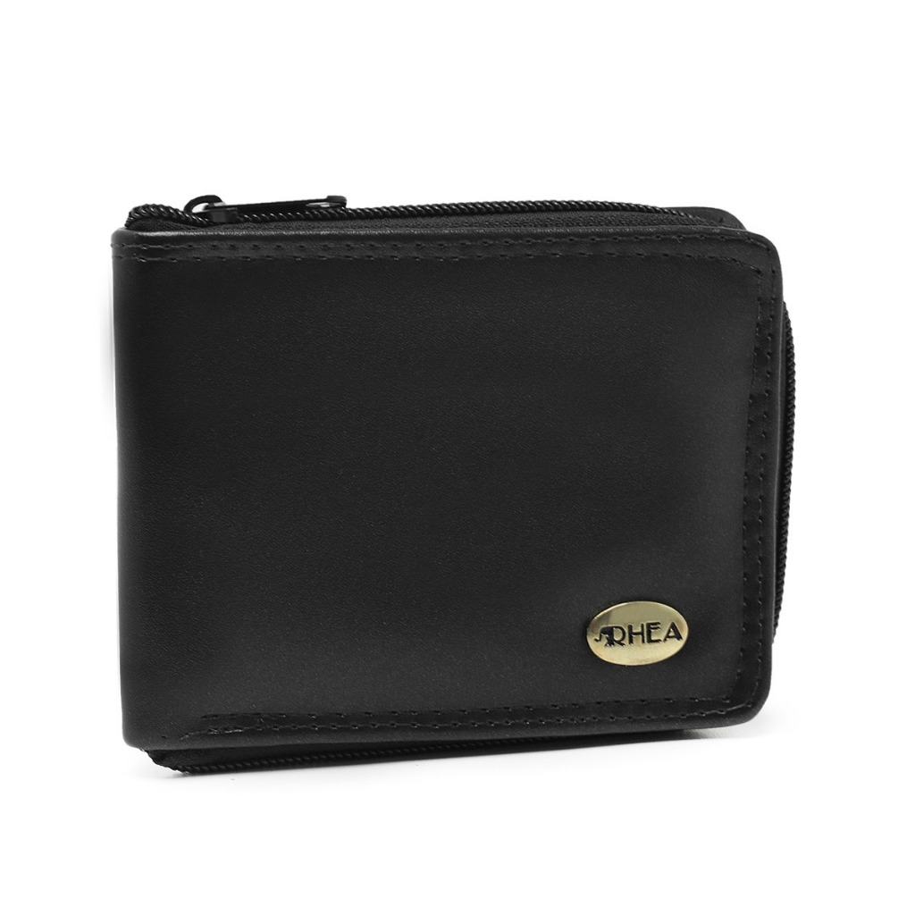 carteira masculina fecho ziper grande cabe Rg