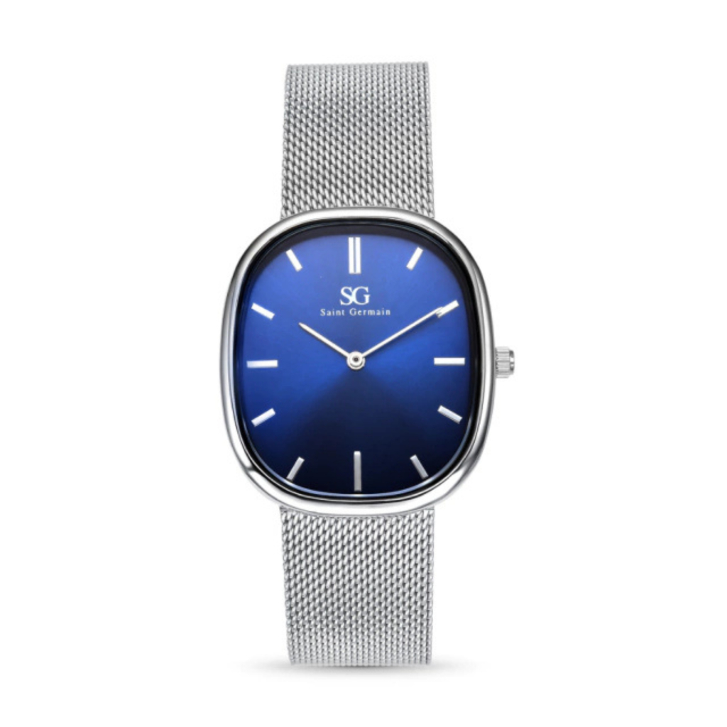 Relógio Masculino Prata Oval Moncler Saint Germain 22mm Fundo Azul Clássico em Oferta na Shopee