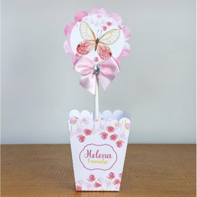 PEGUE E MONTE - Kit Centro de Mesa Cachepô Personalizado Aniversário Caixinhas Borboletas