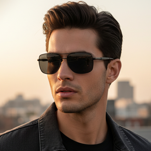 Óculos de Sol Quadrado Polarizado Aviador Premium Classico Elegante Vintage uv400 Masculino