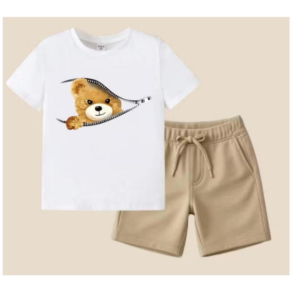 conjunto unissex juvenil em algodão short e camiseta moderna verão