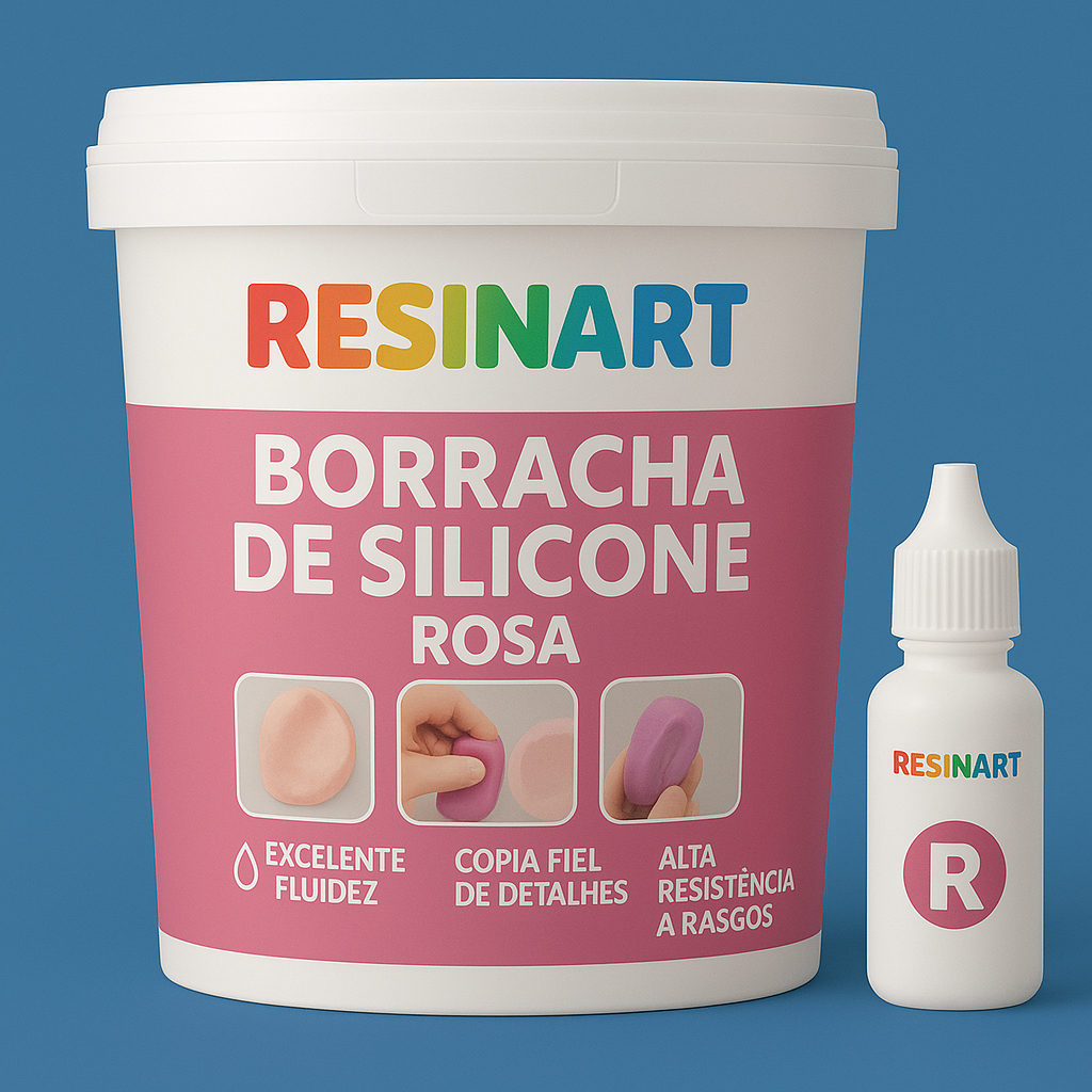 Borracha de Silicone Rosa para Moldes e Artesanato 1kg + Catalisador + Brinde – Pronto para Uso