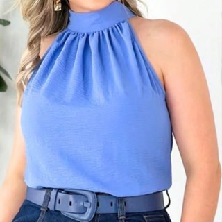 Blusa Regata Gola Alta Tecido Duna em Oferta na Shopee