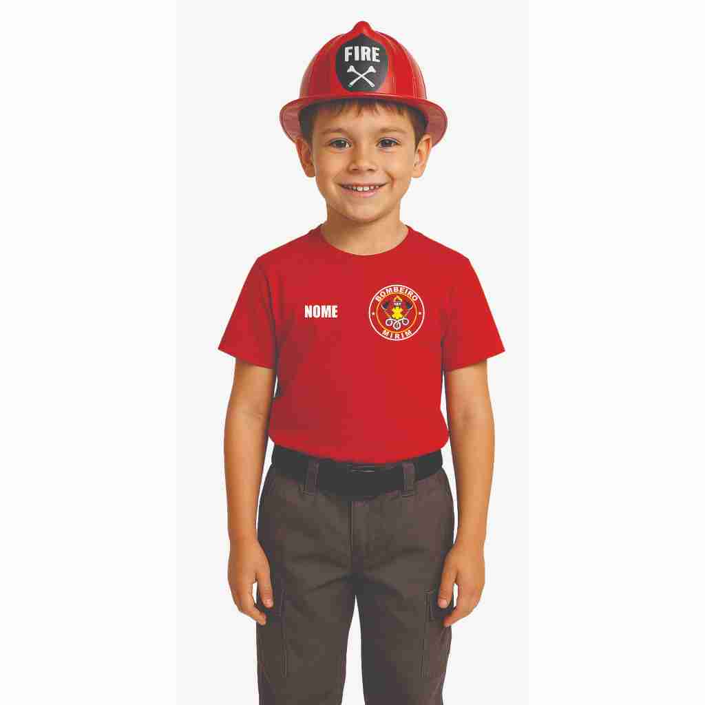 CAMISETA BOMBEIRO CIVIL MILITAR INFANTIL CRIANÇA MIRIM C/ NOME PERSONALIZADO