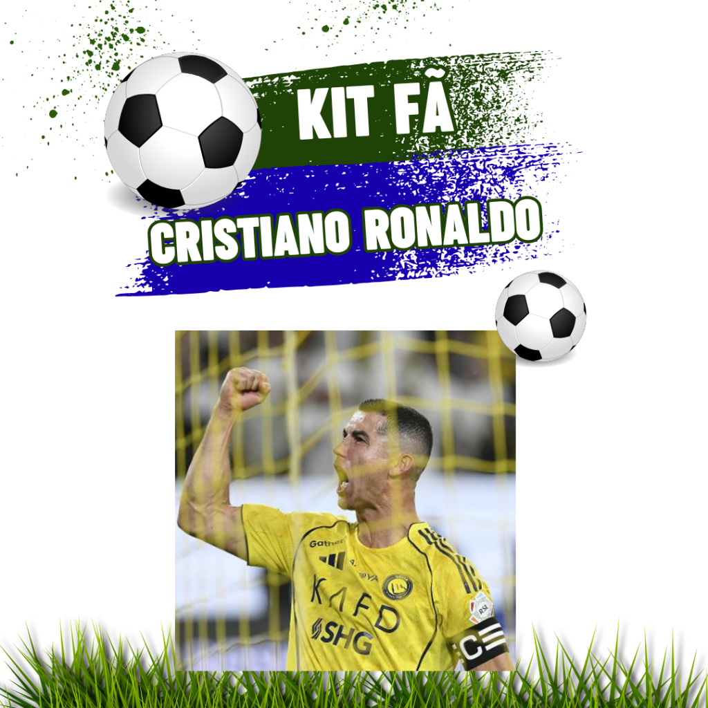 Kit Fã Cristiano Ronaldo CR7 – Photocards, Polaroids, Adesivos e Brindes - Presente Criativo Futebol