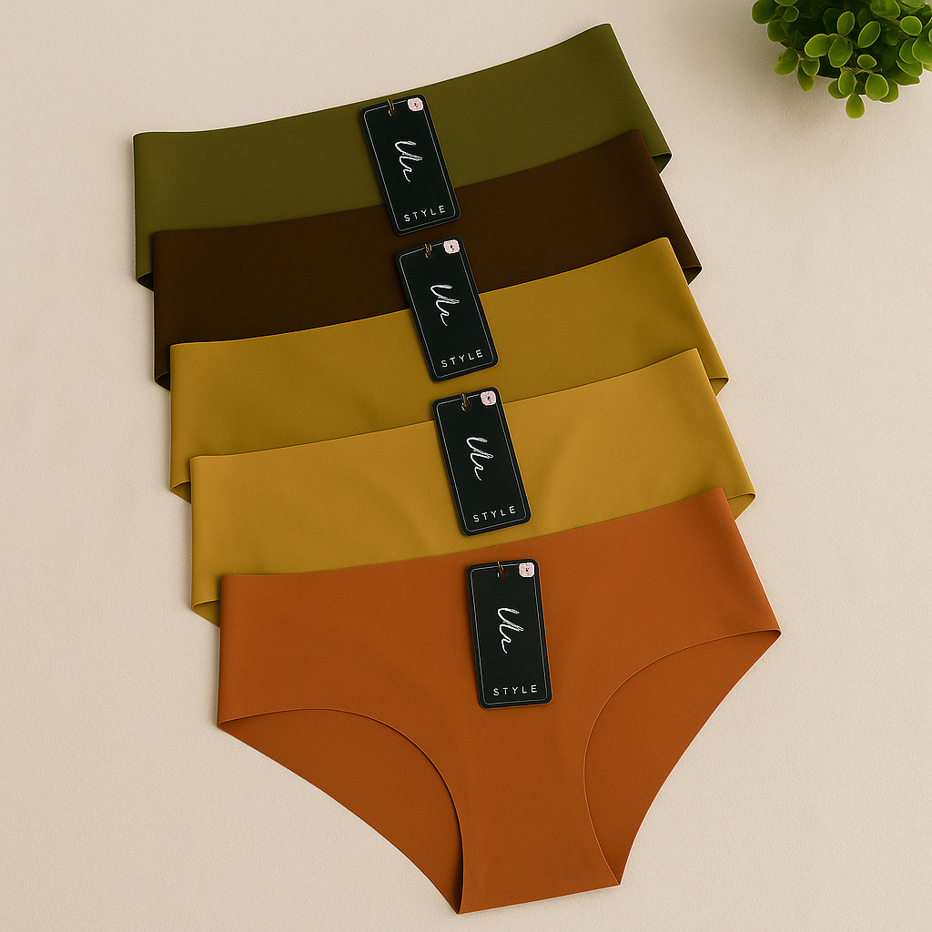 Kit com 5 Calcinhas Femininas Poliamida Lisa Sem Costura Confortável Adulto
