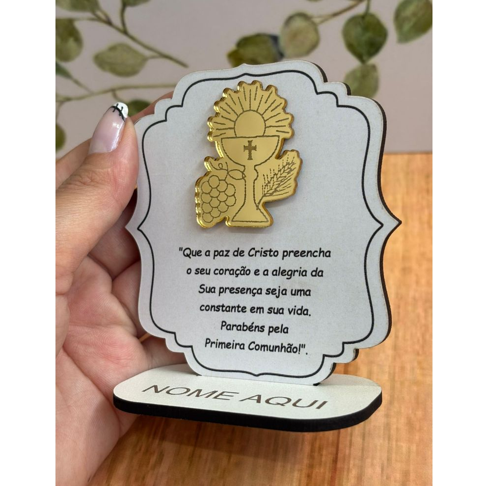 Kit Lembrancinhas Primeira Comunhão, Eucaristia. Modelos.  Personalizado com acrílico espelhado. em Oferta na Shopee