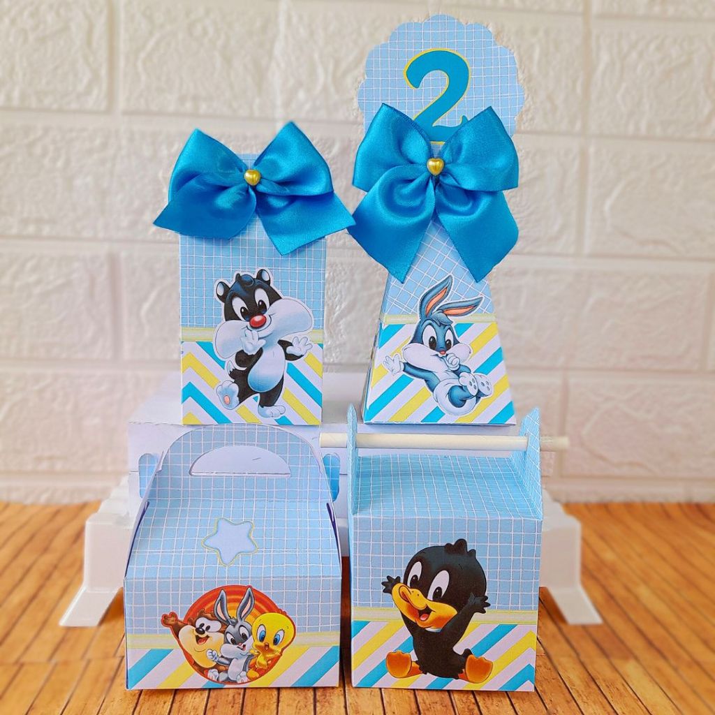 Kit Festa BABY LOONEY TUNES AZUL Personalizado Caixinhas Lembrancinha Mimos Aniversário Infantil