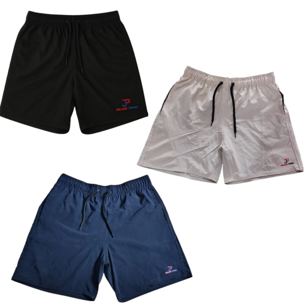 Kit 3 Shorts Masculino Casual Academia Praia com elastano bermuda poliéster masculina Secagem Rapida