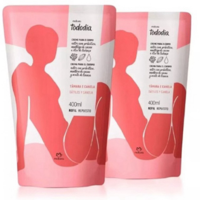 kit 2 Refil Hidratante Corporal Natura Tododia Creme Tâmara e Canela 400ml