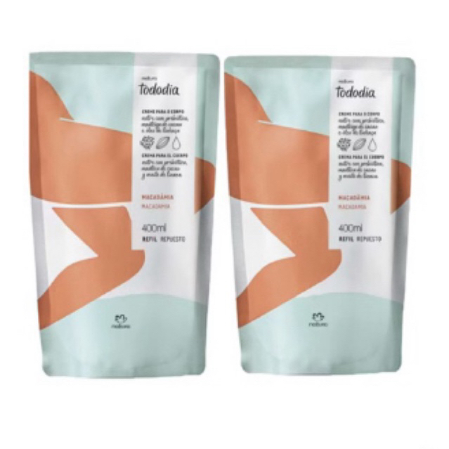 Kit 2 Refil Hidratante Corporal Tododia Macadâmia 400 ML Cada Natura
