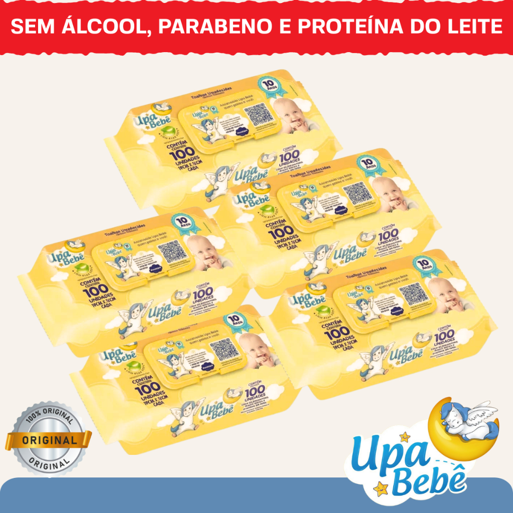Kit Lenços Toalhas Umedecidas 1/2/3/4/5 Pacotes Higiene Bebe Upa Bebe Pacote 100 Unidades em Oferta na Shopee