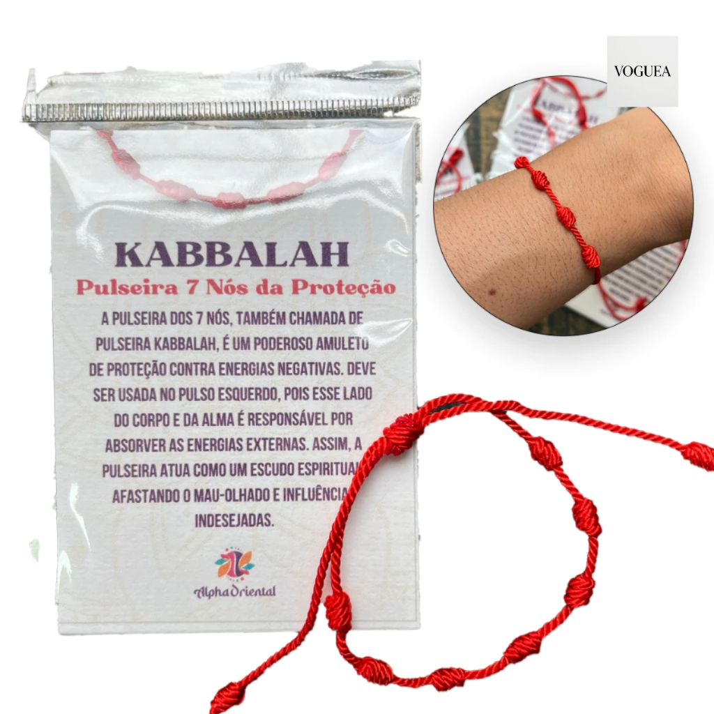 Kit 2 Pulseira de 7 Nós Vermelha Kabballah para sorte e proteção guia