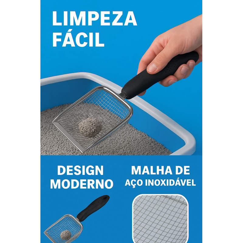 🐾 Pá de Limpeza para Gatos em Aço Inoxidável 🐾