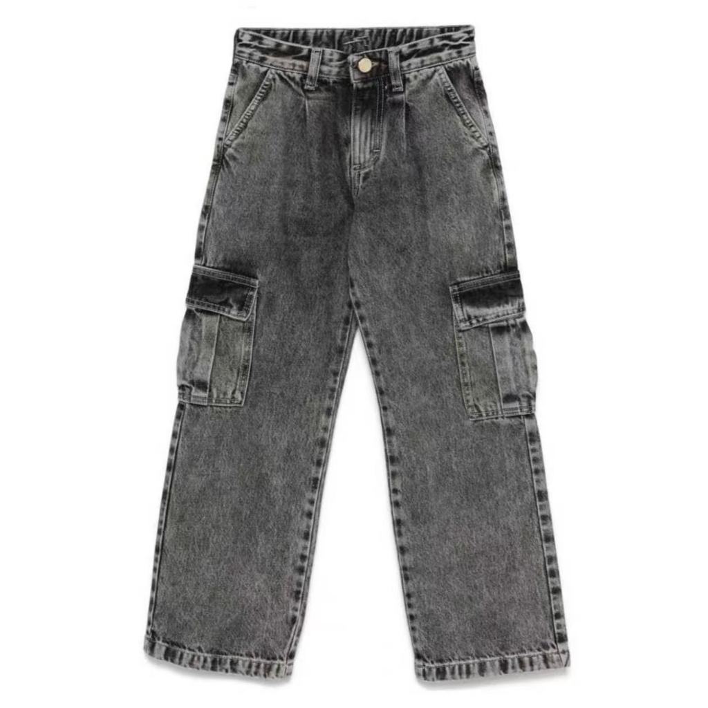 Jeans feminina Calça Wide Leg Cargo Pantalona premium Cintura Alta bolsos lateral Perfeita